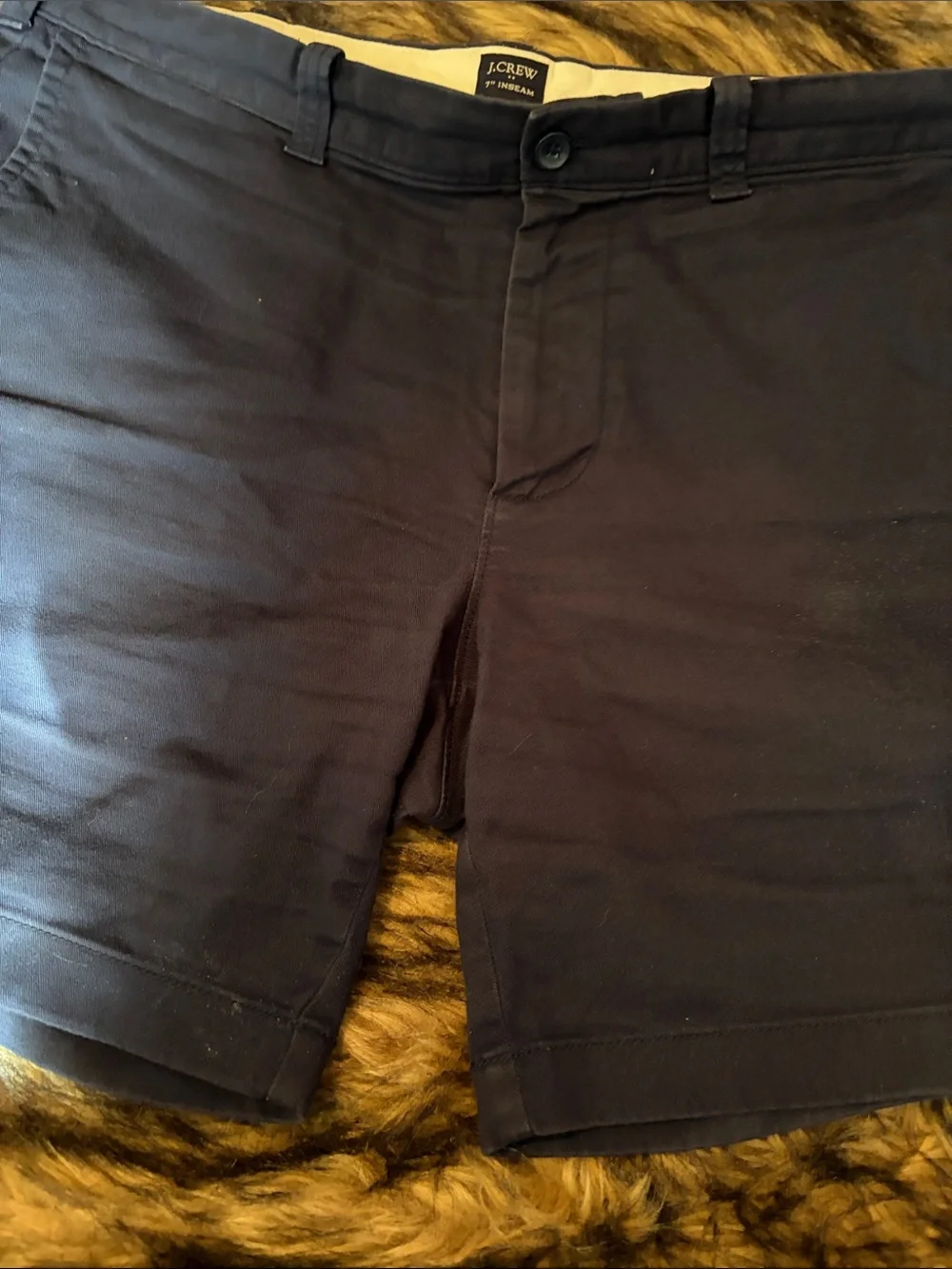 J. Crew Men’s Navy Flat-Front 7” Inseam Shorts Size 34